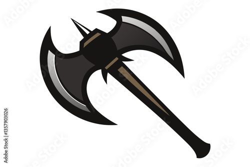 Viking Axe with Curved Handle Silhouette Vector Art