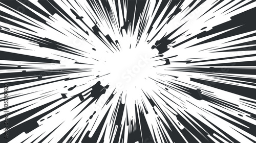 Dynamic black and white comic explosion graphic illustration.