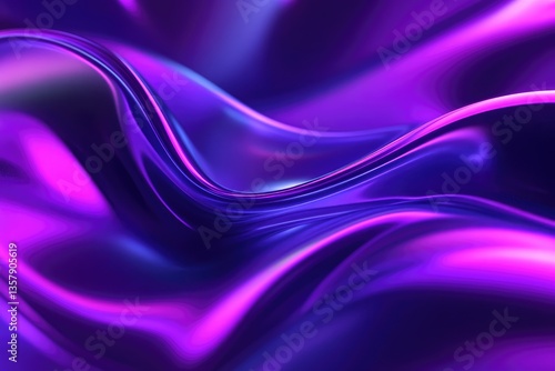 Wallpaper Mural Abstract fluid holographic iridescent purple curved wave in dark background 3d render. Gradient design element for backgrounds, wallpapers, posters and covers. MZ  Torontodigital.ca