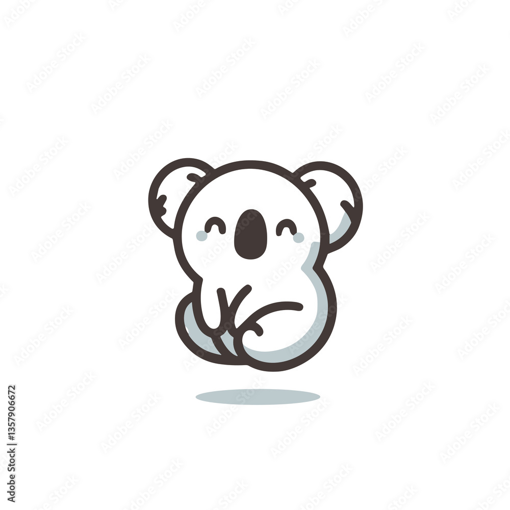 Cute cartoon koala expressing happiness on a white background Cute cartoon koala expressing happiness on a white background