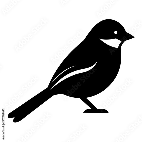 chickadee bird black silhouette vector, Simple silhouette Design vector icon with white background. Wild bird