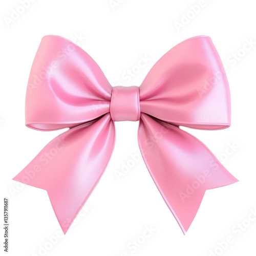 Pink satin bow festive gift delightful present happy occasion