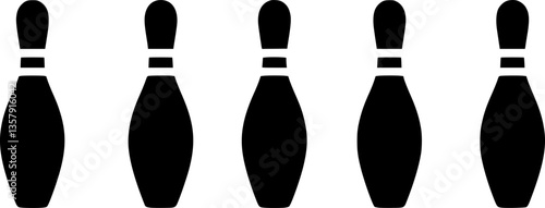 Bowling Pins Silhouette,Bowling Pins clip art,flat vector art
