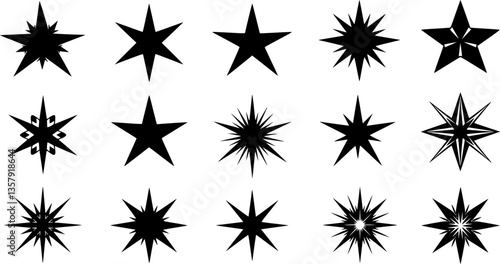 Sparkle Shine Star Black flat silhouette ,retro Star vector icon
