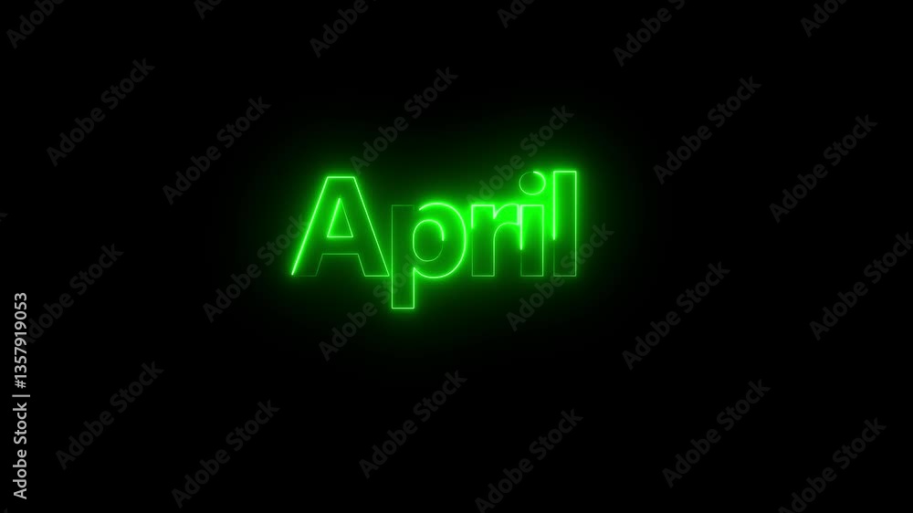 Animation of glowing neon shine month name April text icon animation . Neon glow signs in seamless loop motion graphic text animated video Animation of glowing neon shine month name April text icon animation . Neon glow signs in seamless loop motion graphic text animated video