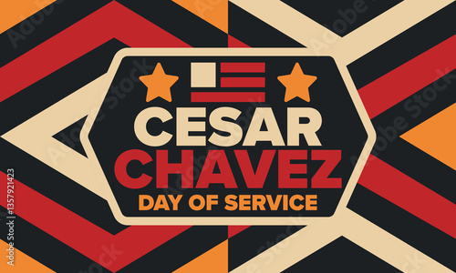 Cesar Chavez Day. Day of service and learning. The official national american holiday, celebrated annually in Uniter States. Vector poster, banner and illustration
