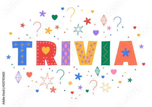 Trivia word. Trivia night announcement poster. Vintage styled. Questions team game for intelligent people. Vector illustration