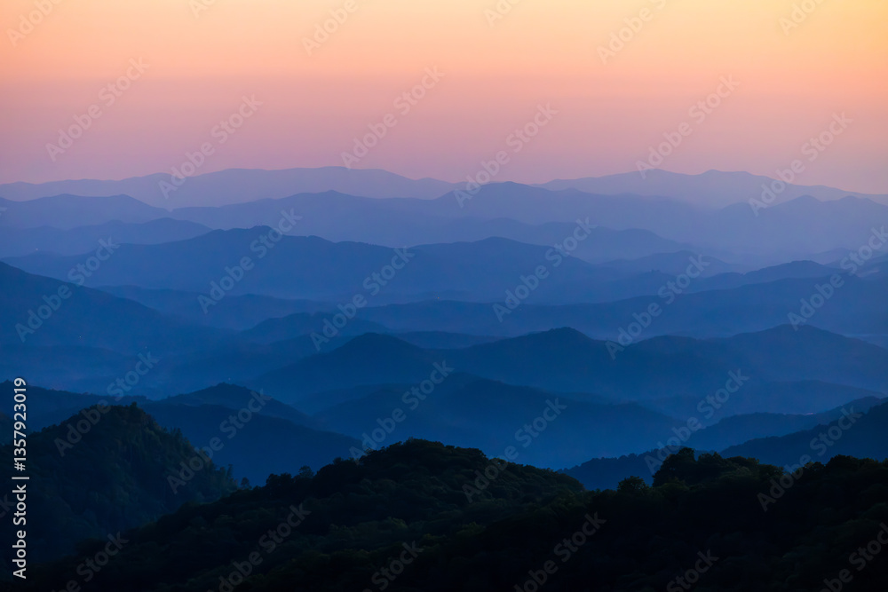 Obraz premium Sunset Blueride Parkway - Appalachian Mountains