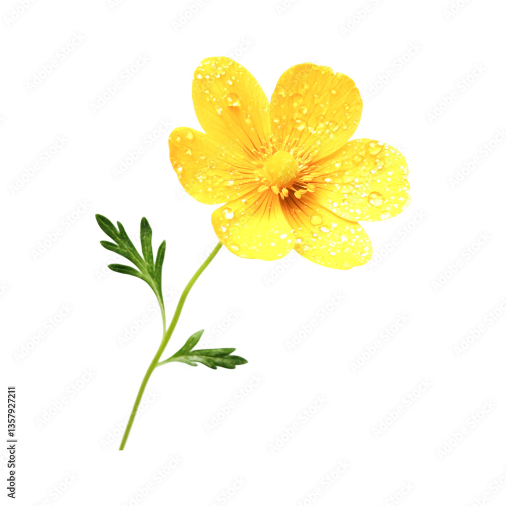 Fototapeta premium Dew-kissed Yellow Flower A Stunning Bloom Fresh and Vibrant