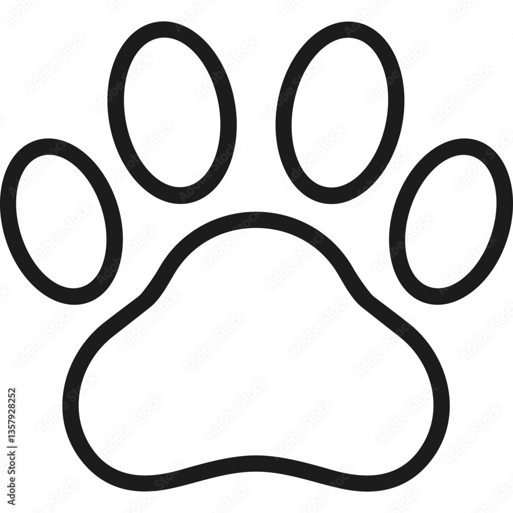 Animal paw print outline featuring a distinctive paw print and animal track in a simple design Animal paw print outline featuring a distinctive paw print and animal track in a simple design