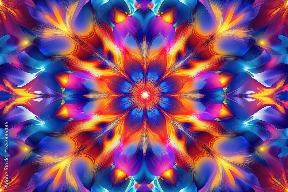 Obraz premium Dynamic Abstract Artwork Featuring Vibrant Kaleidoscope Color Burst Design