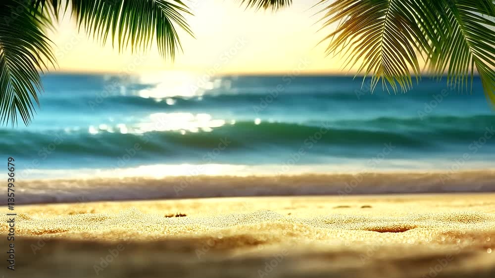 A soft-focus view of a tropical paradise, where the blurred shoreline meets crystal-clear ocean waves under a golden sun, surrounded by delicate, ethereal bokeh. A soft-focus view of a tropical paradise, where the blurred shoreline meets crystal-clear ocean waves under a golden sun, surrounded by delicate, ethereal bokeh.