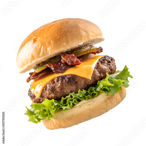 Wallpaper Mural Delicious Cheeseburger with Lettuce, Tomato, and Bacon – Tasty Fast Food Illustration Torontodigital.ca