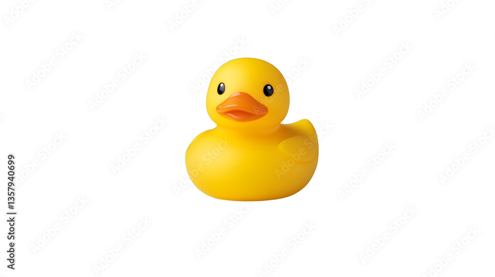 Fototapeta premium Isolated Cute Yellow Rubber Duck Toy for Baby Bath on Background