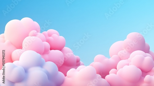 Pink and White Cloudscape Dreamy Abstract Art
