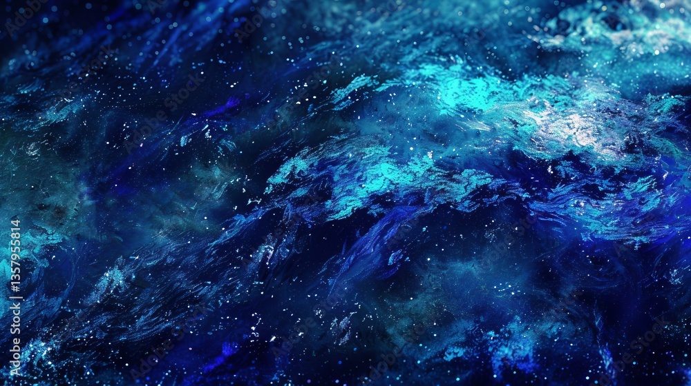 Fototapeta premium Abstract Nebula Space Art: Galaxy Starfield With Cosmic Dust In Deep Blue