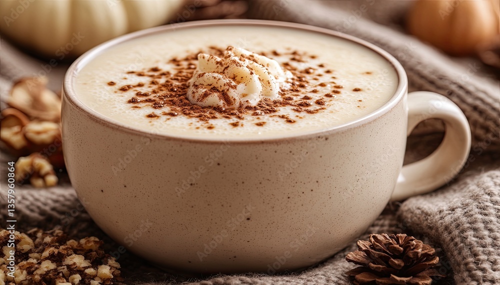 Creamy pumpkin spice latte in cozy mug. Perfect autumnal image for blogs, menus, or fall-themed projects. Creamy pumpkin spice latte in cozy mug. Perfect autumnal image for blogs, menus, or fall-themed projects.