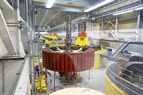 Machinery in a hydroelectric dam