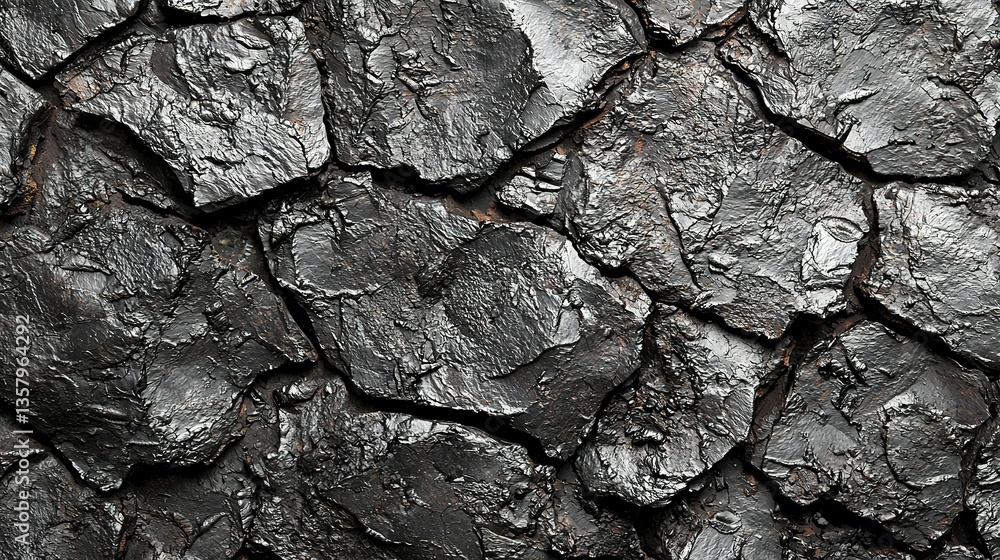 A detailed close up view of black shiny textured rocks A detailed close up view of black shiny textured rocks
