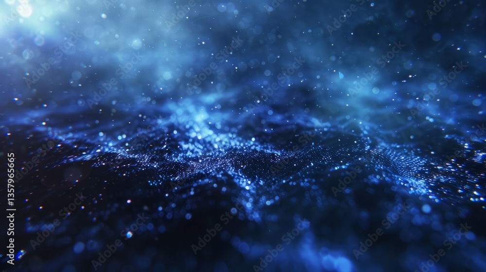 Abstract Glowing Digital Particle Wave, Futuristic Technology Background, Blue, Sparkling, Data Stream Visualization Abstract Glowing Digital Particle Wave, Futuristic Technology Background, Blue, Sparkling, Data Stream Visualization