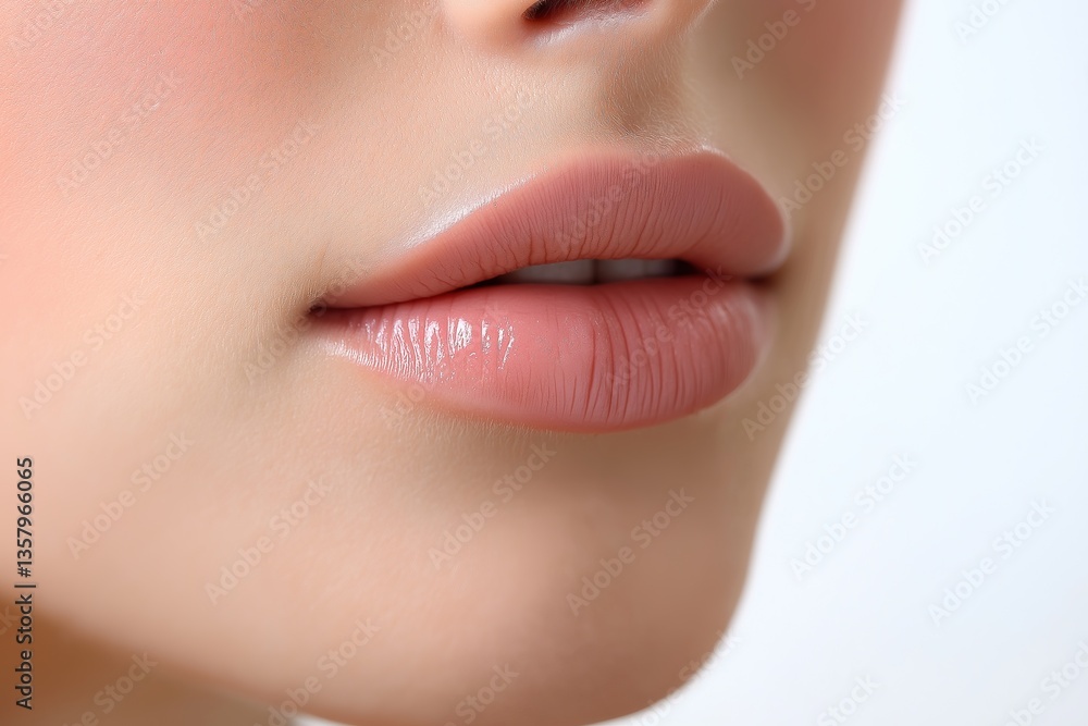 Obraz premium Close-up photograph of half a woman's face with lips painted with beautiful lipstick