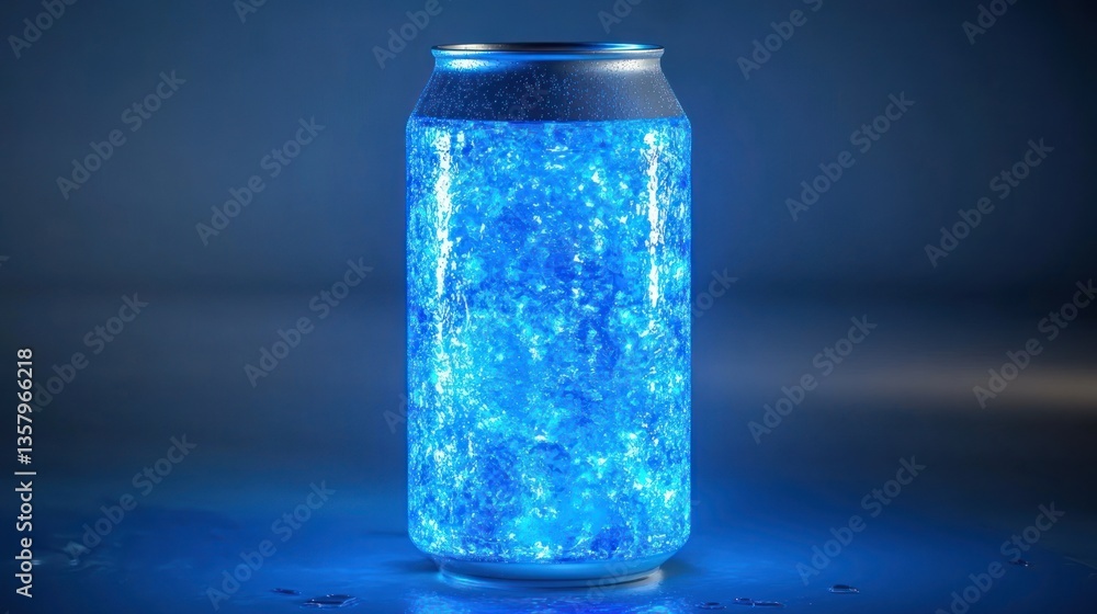 Blue Iced Can in Studio Lighting Blue Iced Can in Studio Lighting