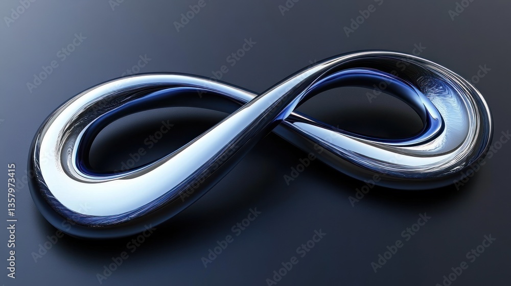 Infinity symbol, metallic, 3D, dark background Infinity symbol, metallic, 3D, dark background