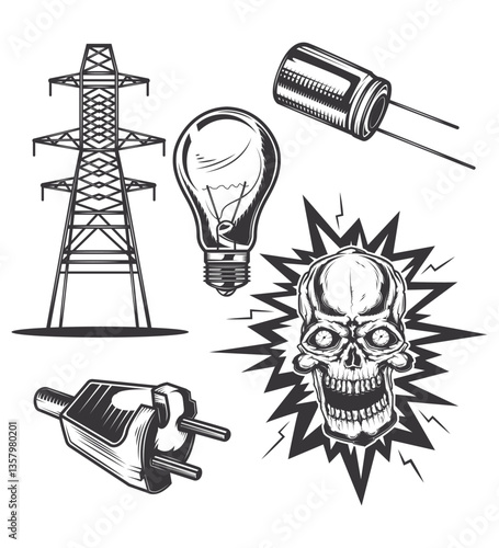Set of vintage electrical emblems