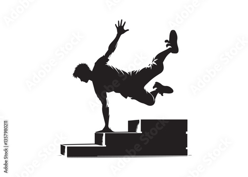 Parkour jumping silhouette vector illustration