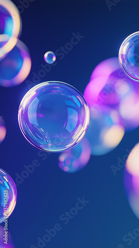 Wallpaper Mural Soap bubbles floating on blue background creating colorful reflections Torontodigital.ca