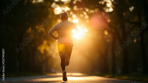 Portrait of a middle-aged man during a morning jog