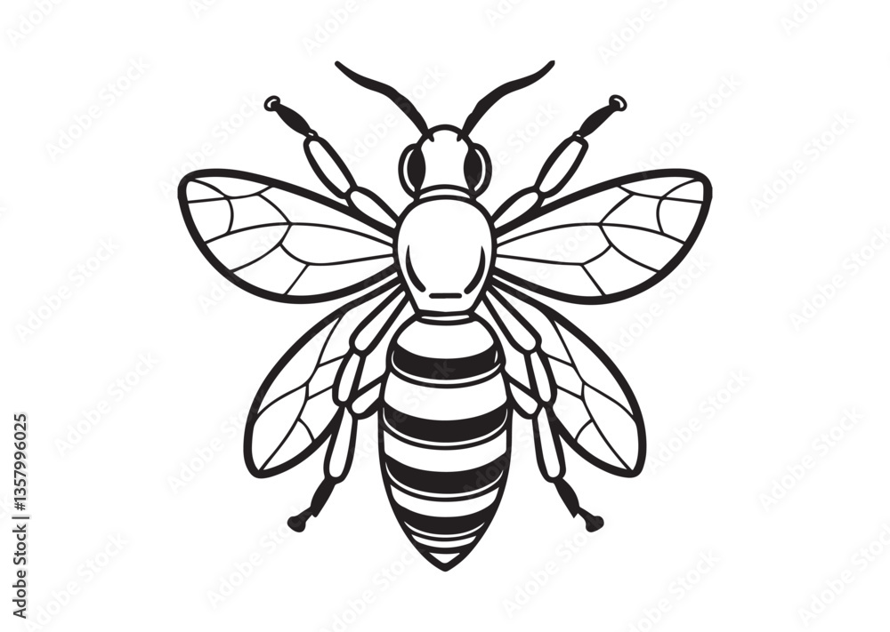 Fototapeta premium Honeybee silhouette vector illustration