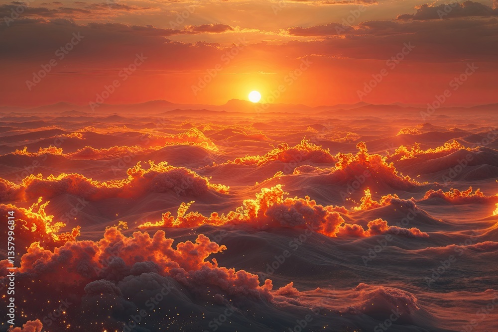 Enchanting Fiery Gradient Scene with Warm Sunset Orange and Golden Hues Enchanting Fiery Gradient Scene with Warm Sunset Orange and Golden Hues