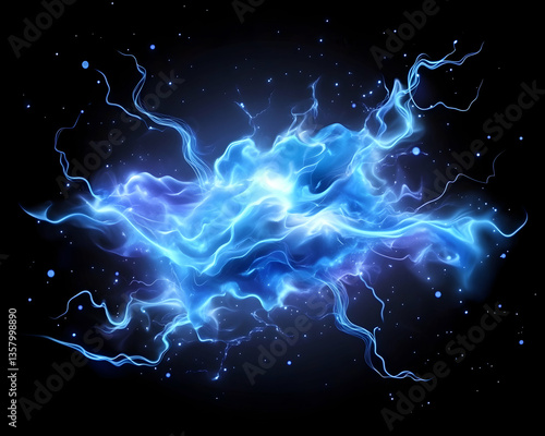 Wallpaper Mural Glowing blue energy burst in dark space Torontodigital.ca