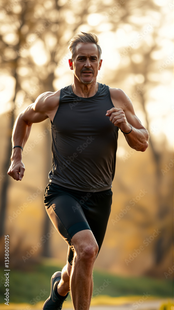 Portrait of a middle-aged man during a morning jog Portrait of a middle-aged man during a morning jog