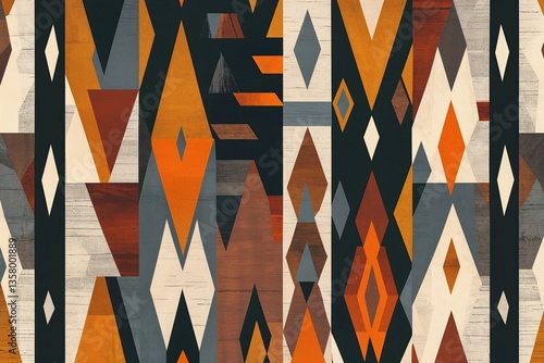 Bold Modern Tribal Geometric Prints with Rich Earthy Color Lines � Eye-Catching Contemporary Design Patterns