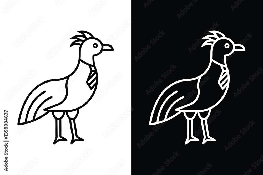 Fototapeta premium Secretary bird icon on White Background Vector Art Illustration on white background.
