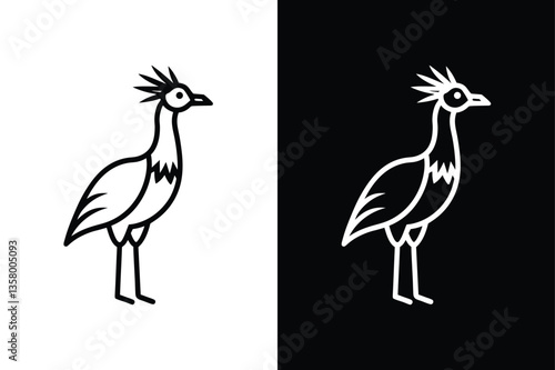 Secretary bird icon on White Background Vector Art Illustration on white background.