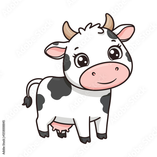 Adorable Cartoon Cow Illustration Cute Farm Animal Drawing