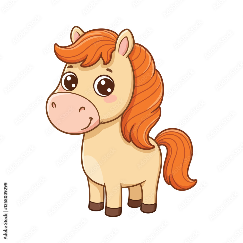 Fototapeta premium Adorable Cartoon Pony Illustration Cute Horse Clipart