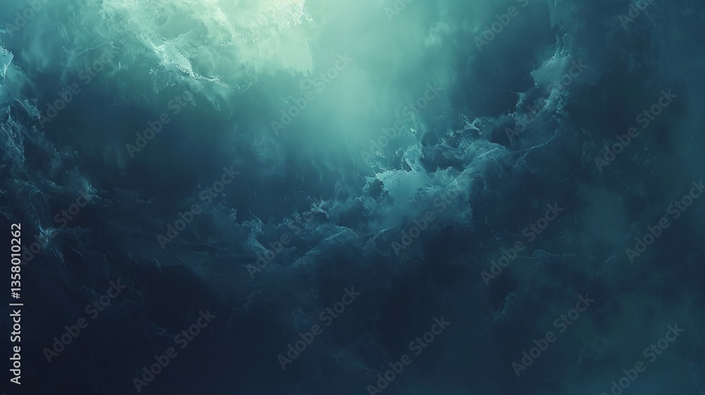 Fototapeta premium Abstract Blue Nebula Clouds: Digital Art Texture Background, Dark Underwater, Mystic, Creative Backdrop