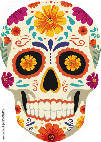 isolated mexican skull mask bright traditional calavera with flowers. cinco de mayo and day of the dead vector element. decorative design