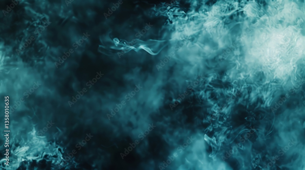 Fototapeta premium Mystical Teal Smoke: Abstract Fog Background Texture Effect