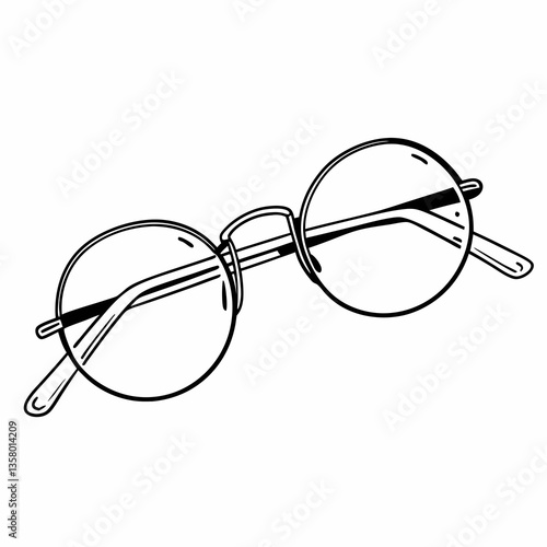 Round glasses illustration in a minimalist style on white background