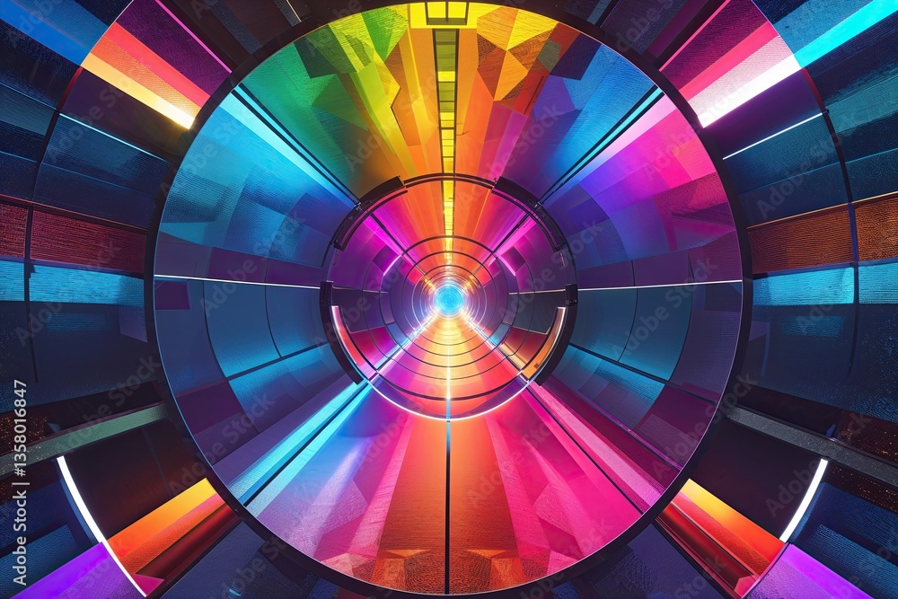 Fototapeta premium Futuristic Circular Spectrum Visuals with Vibrant Colors and Geometric Textures