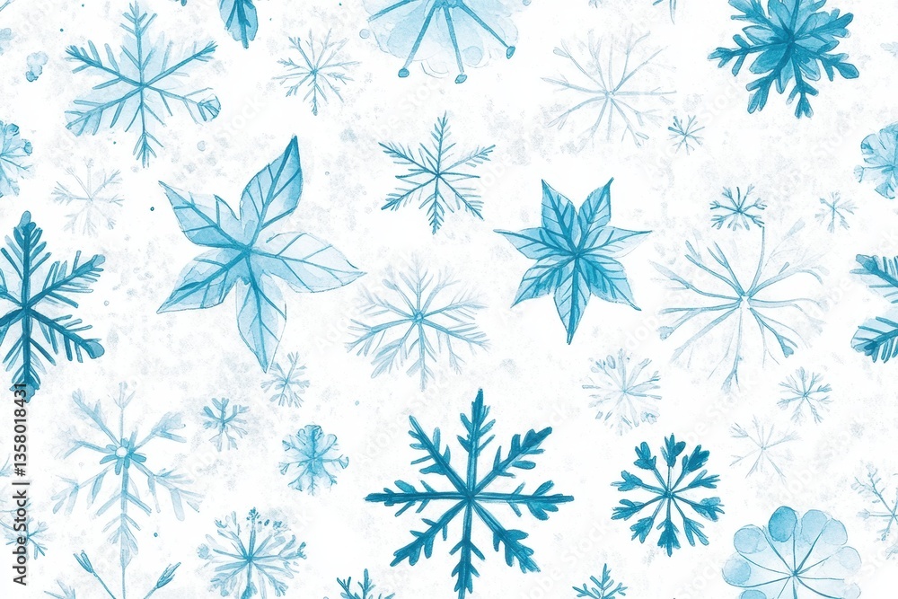 Snowflake Symphony: A delicate dance of intricately drawn snowflakes in varying shades of blue, creating a mesmerizing pattern reminiscent of a winter wonderland. Snowflake Symphony: A delicate dance of intricately drawn snowflakes in varying shades of blue, creating a mesmerizing pattern reminiscent of a winter wonderland.
