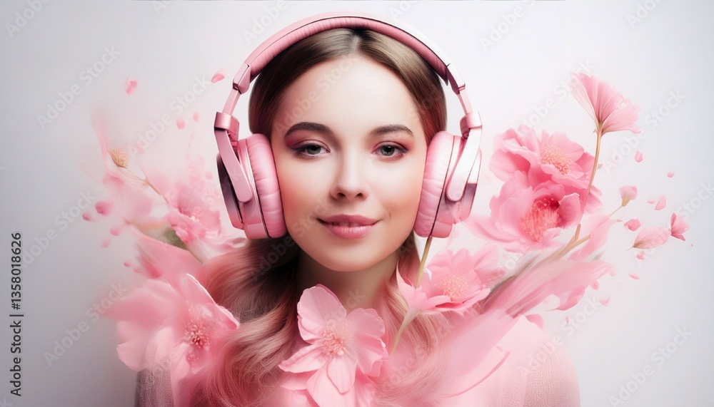 Fototapeta premium young woman with headphones
