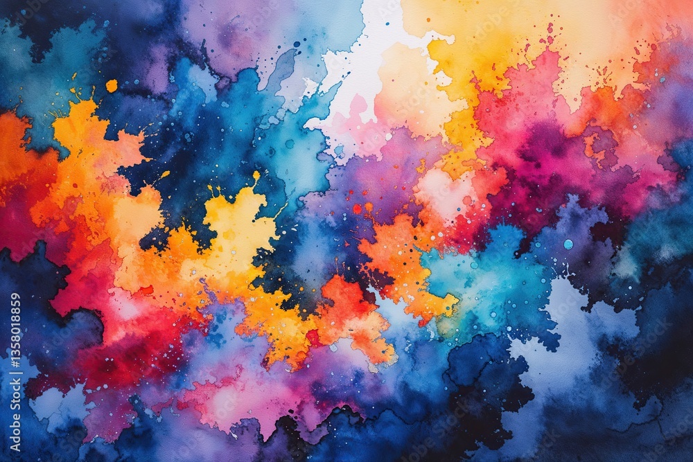 Obraz premium Vibrant Watercolor Abstract Background with Bright Colors and Rich Texture