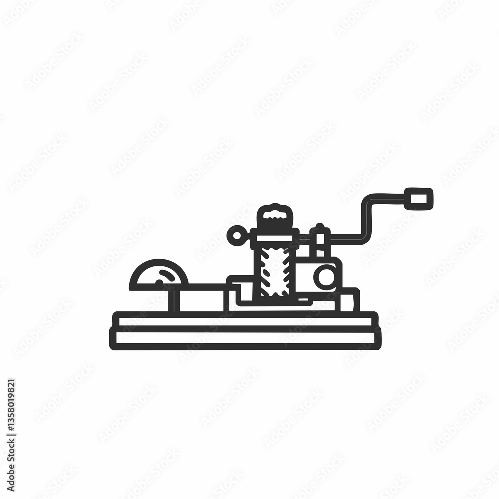 Hand Crank Operated Metal Cutting Machine, Vector Image Hand Crank Operated Metal Cutting Machine, Vector Image