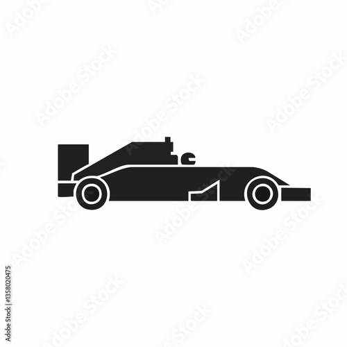 Single Race Car Silhouette Icon Vector Graphic, Vector Image